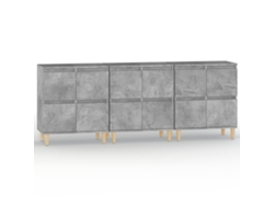 Maison Exclusive - Aparadores 3 Uds Madera Contrachapada Gris Hormigón 60x35x70 Cm