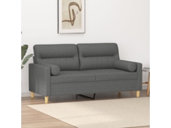Sofá De 2 Plazas Con Cojines Tela Gris Oscuro 140 Cm