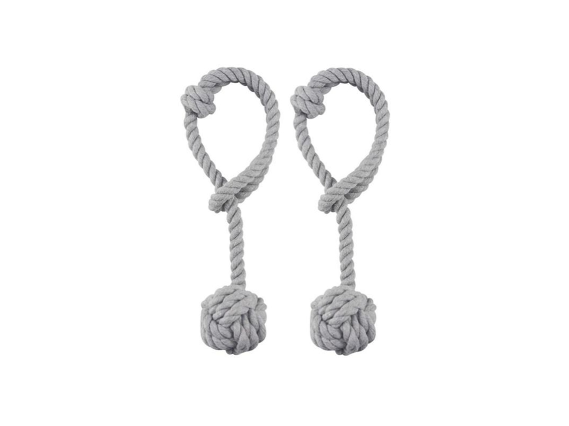 Rebe-ataduras De Cortina Tejidas A Mano De Algodón Gris Decorativas Para Hogar 2 Piezas