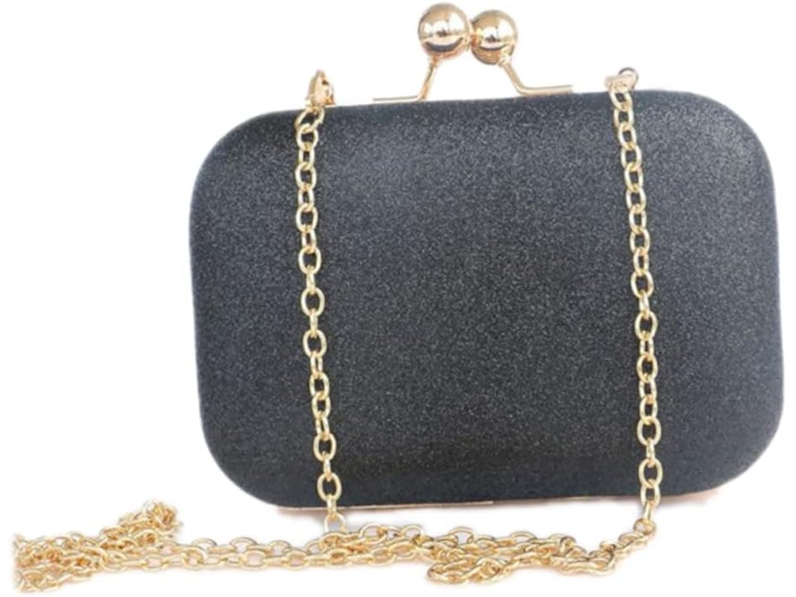 Bolso De Mano Con Cadena Para Mujer, Ideal Para Bodas Y Eventos, Mini Bolso De Hombro, Color Negro, Perfecto Para Fiestas Y Banquetes.