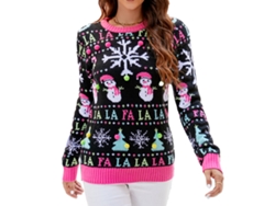 2026altiro-jersey Camiseta navideña de manga larga con cuello redondo para mujer, suave y casual, diseño de muñeco de nieve pequeño A1041 Talla L