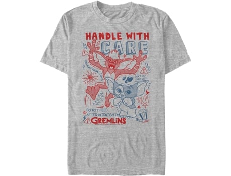 Camiseta Unisexo DEEPSTONE Handle With Care Gremlins brezo atlético (XXXL)