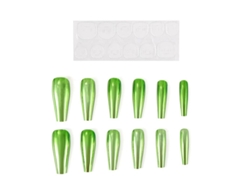 Pack de 13 Uñas Autoadhesivas efecto metal verde