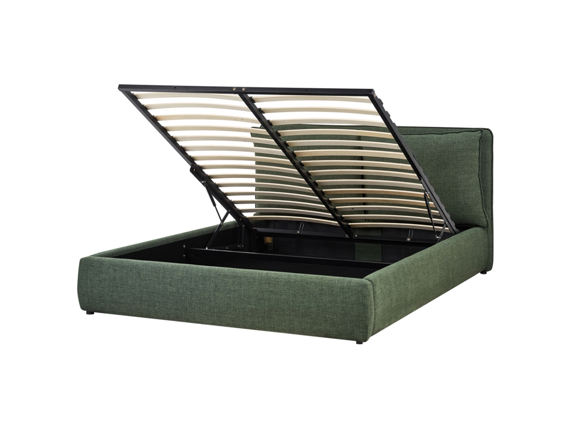 Cama con almacenaje Beliani Bajonna de poliéster verde (184 x 235 x 102 cm)