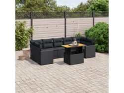 Conjunto de sofá de jardín de 8 piezas con cojines en mimbre sintético negro de DKD Home Decor