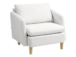 Sillón Moderno De Tela Para Salón Con Asiento Ancho Y Acolchado Grueso, 90x86x91 Cm, Color Crema.