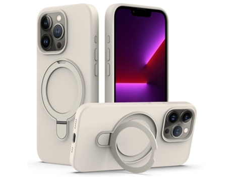 Funda Mobile Phone Cases Magsafe Liquid With Ring para iPhone 15 Pro Silicona Blanco