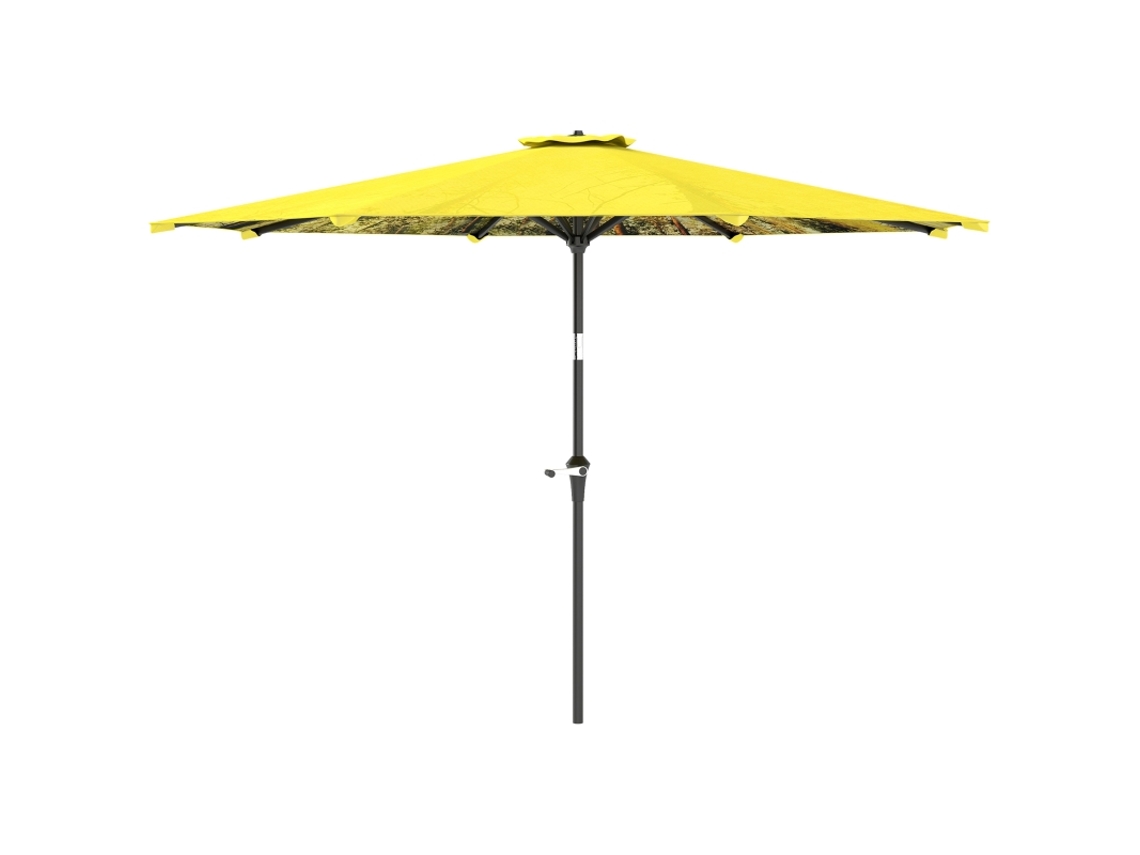 Parasol Ø300 Cm, Parasol Con Manivela, Parasol De Balcón Octogonal, Amarillo