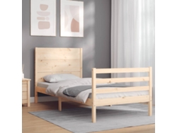Estructura De Cama Con Cabecero Madera Maciza 100x200 Cm