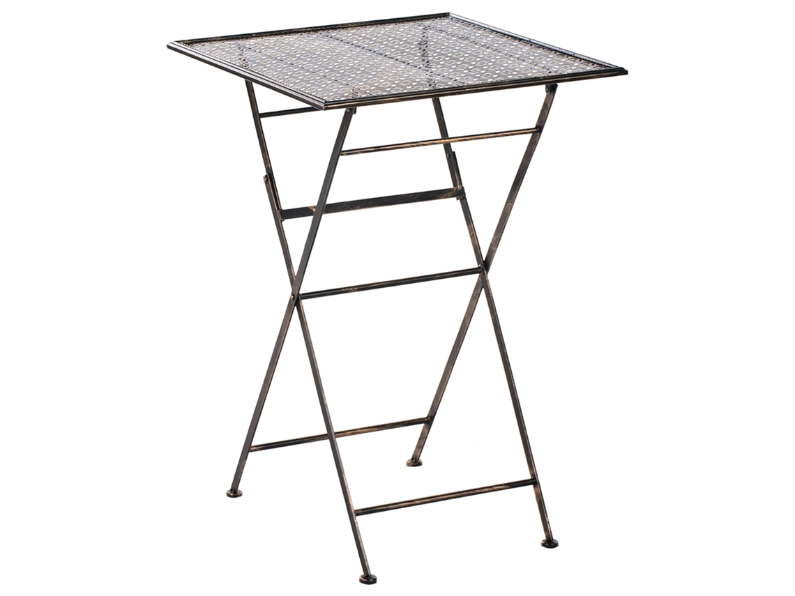 Mesa plegable de exterior Beliani Bormio de hierro negro para dos personas (60 x 60 x 90 cm)