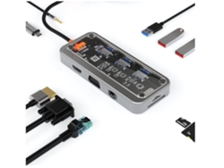 Estación de acoplamiento multipuerto USB-C 10 en 1 con HDMI, 1 USB 3.0, 2 USB 2.0, RJ45, VGA, PD, SD, TF y audio (Dchennnls)