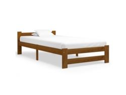 Cama con Cama de Madera Maciza de Pino Marrón Miel (90x200 cm)