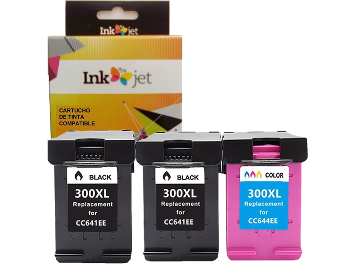 Pack 3 Cartuchos de Tinta Compatibles HP 300XL CC640EE/CC641EE CC644EE/CC643EE