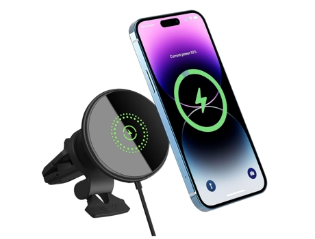 Cargador Coche Inalámbrico Compatible Magsafe Teléfono Carga CHRONUS Negro
