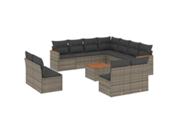 Maison Exclusive - Set De Sofás De Jardín 12 Pzas Con Cojines Ratán Sintético Gris