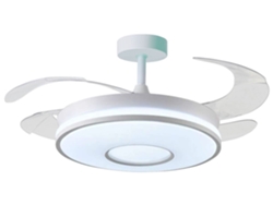 Ventilador de techo Bel Air Home Alice DC, blanco, con 4 aspas retráctiles, LED de 72 W, 3000|4000|6500 K. Ideal para salas de estar y dormitorios.