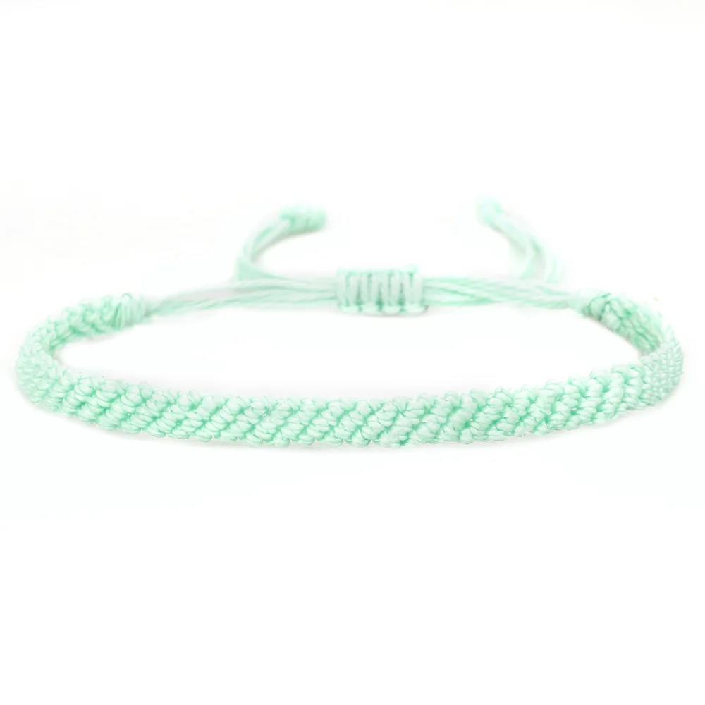 Pulsera Ajustable Tejida A Mano (azul Claro), Pulsera Sencilla De Cuerda Trenzada De Color Liso.