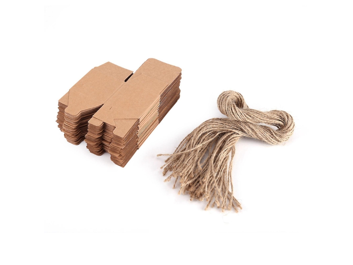 Juego de 50 cajas cuadradas de papel kraft marrón para recuerdos de boda, dulces, chocolates y regalos. Hengjian