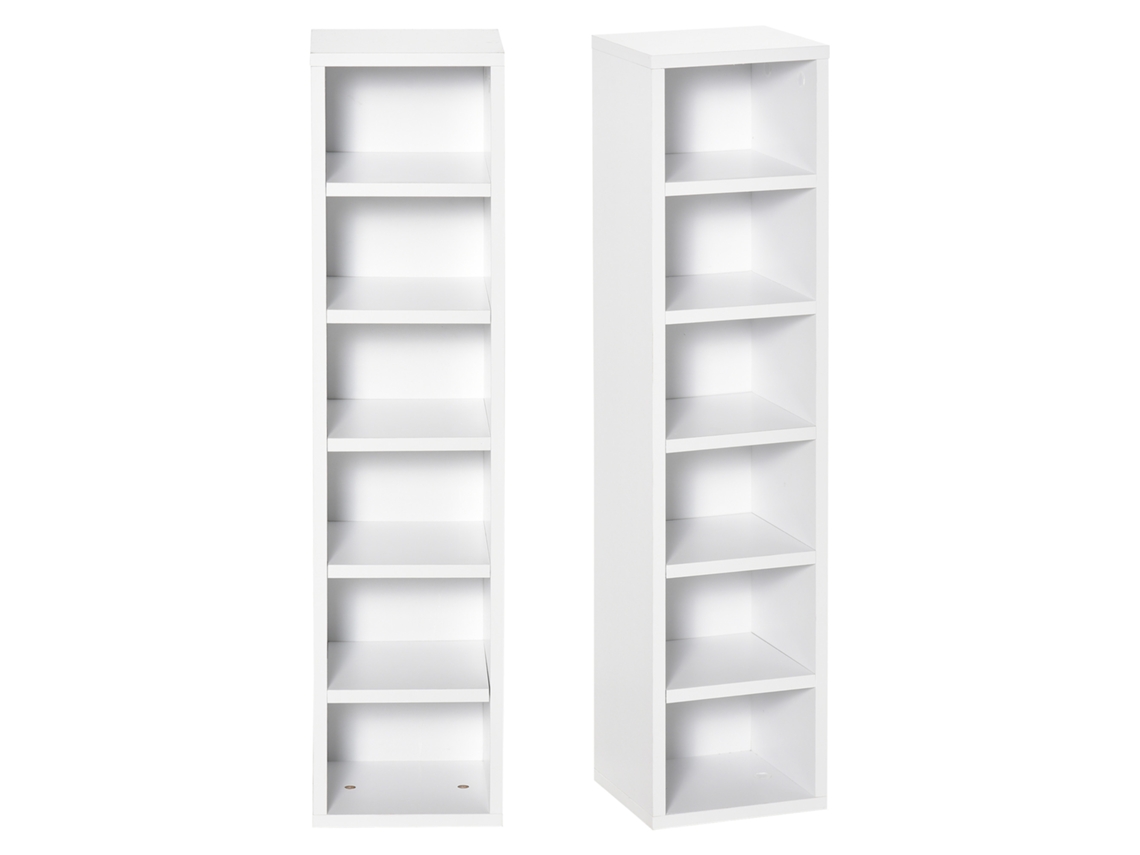 Homcom Juego de 2 estanterías de columna para CD/DVD, 6+6 compartimentos, capacidad para hasta 160 CD, 21 x 19 x 88 cm, blanco