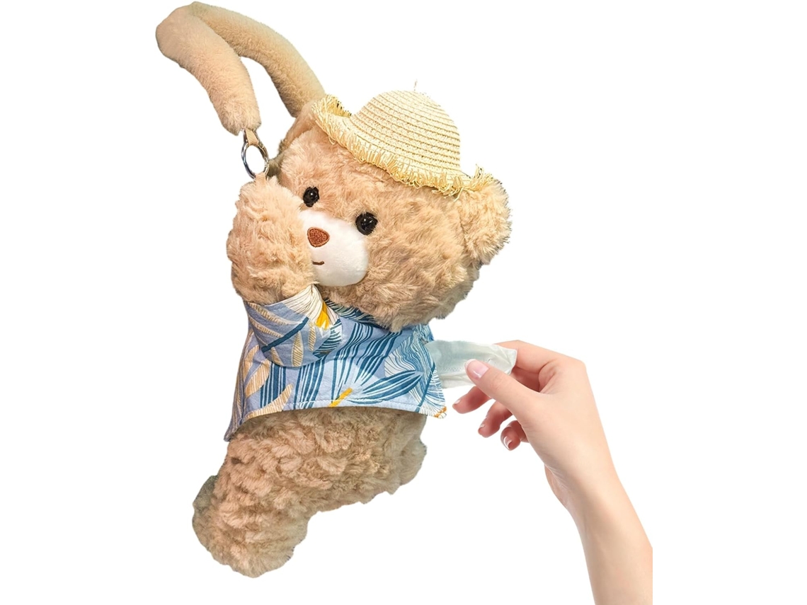 Caja De Pañuelos De Peluche Para Coche | Soporte Para Toallas De Dibujos Animados Colgante 2 1 Y Papelera