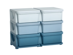 Caja organizadora infantil con 3 cajones, de tela, azul VISTA