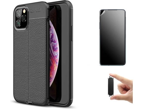 Kit Carcasa y Protector iPhone11 Pro Max Ultimatte, Rugged Leather y Soporte Magnético Negro