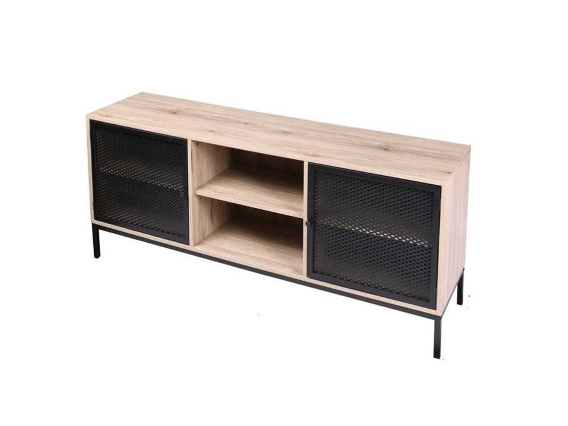 Mueble Tv Urban Living Soho 2 Puertas De Malla Imitación De Madera Y Metal Contemporáneo