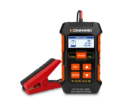 Cargador del probador de batería de coche de KONNWEI KW520 12V 24V y herramienta de reparación de batería eu