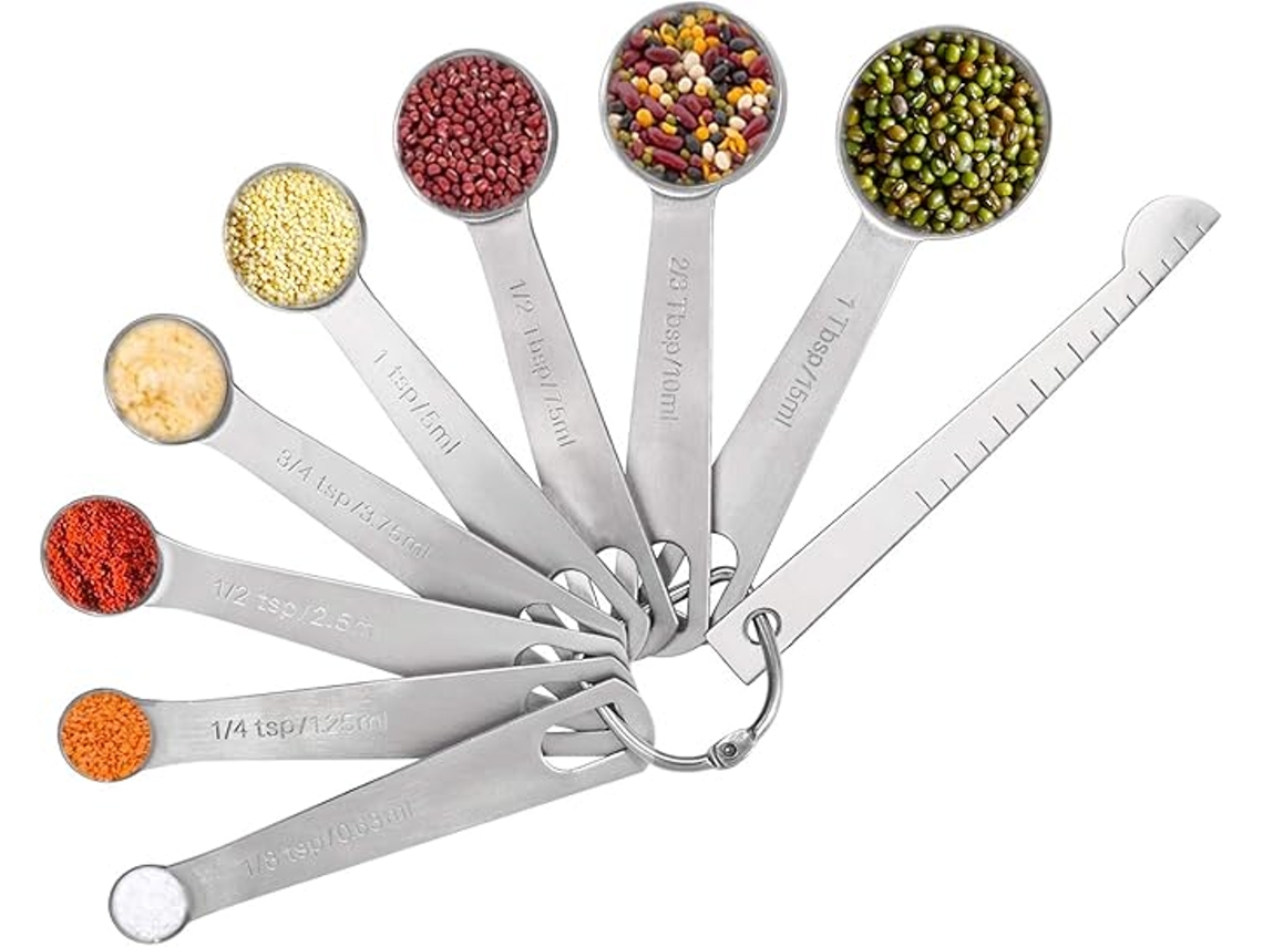 9 Cucharas Medicao Aco Inox Con Escala, Face Limpiar, Para Assar