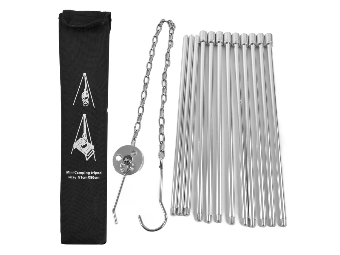 Trípode Portátil De Aleación Aluminio 4 Secciones Para Fogata, Ideal Colgar Ollas En Exteriores.