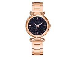 Reloj De Pulsera De Cuarzo Para Mujer Con Correa De Aleación, Esfera Redonda, Oro Rosa, Estilo Casual Y Elegante.