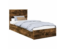 Maison Exclusive - Cama Con Almacenamiento Con Cabecera Roble Ahumado 90 X 200 Cm