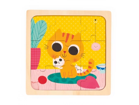 JANOD Puzzle de Madera 9 Piezas Gato Cacahuete J07111