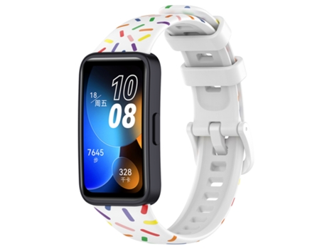 Correa Smartwatch para Huawei Band 8 Sports Rainbow Dots Silicona (Blanco)