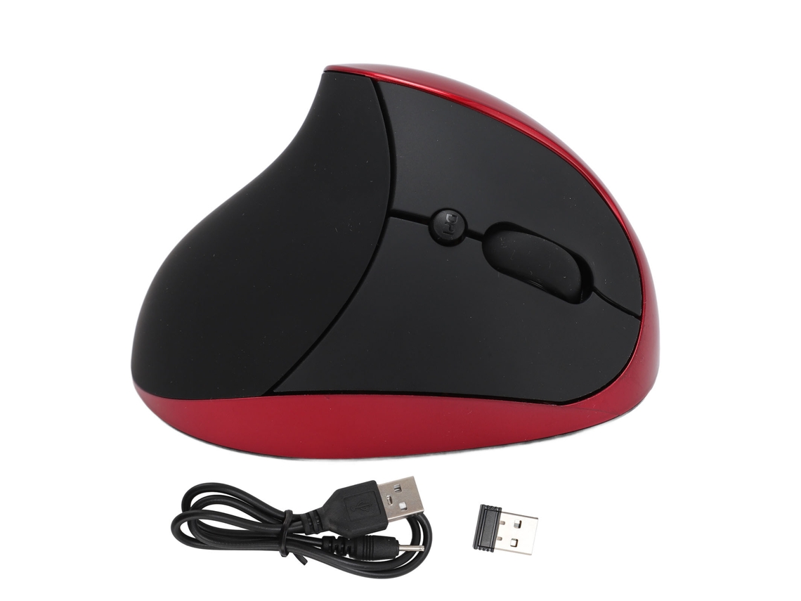 Ratón Vertical Ergonómico Inalámbrico Recargable Con 3 Niveles De Dpi Ajustables (800, 1200, 1600) Para Diestros - Rojo
