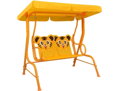 vidaXL Banco balancín para niños tela amarillo 115x75x110 cm