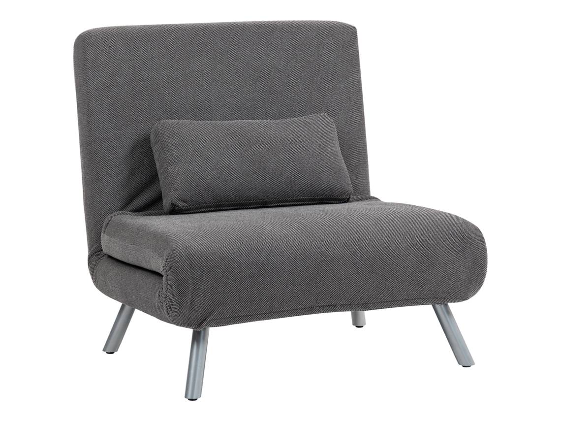 Sofá Cama Individual Con Respaldo De 5 Posiciones, Gris Jaspeado, 80x75x83cm