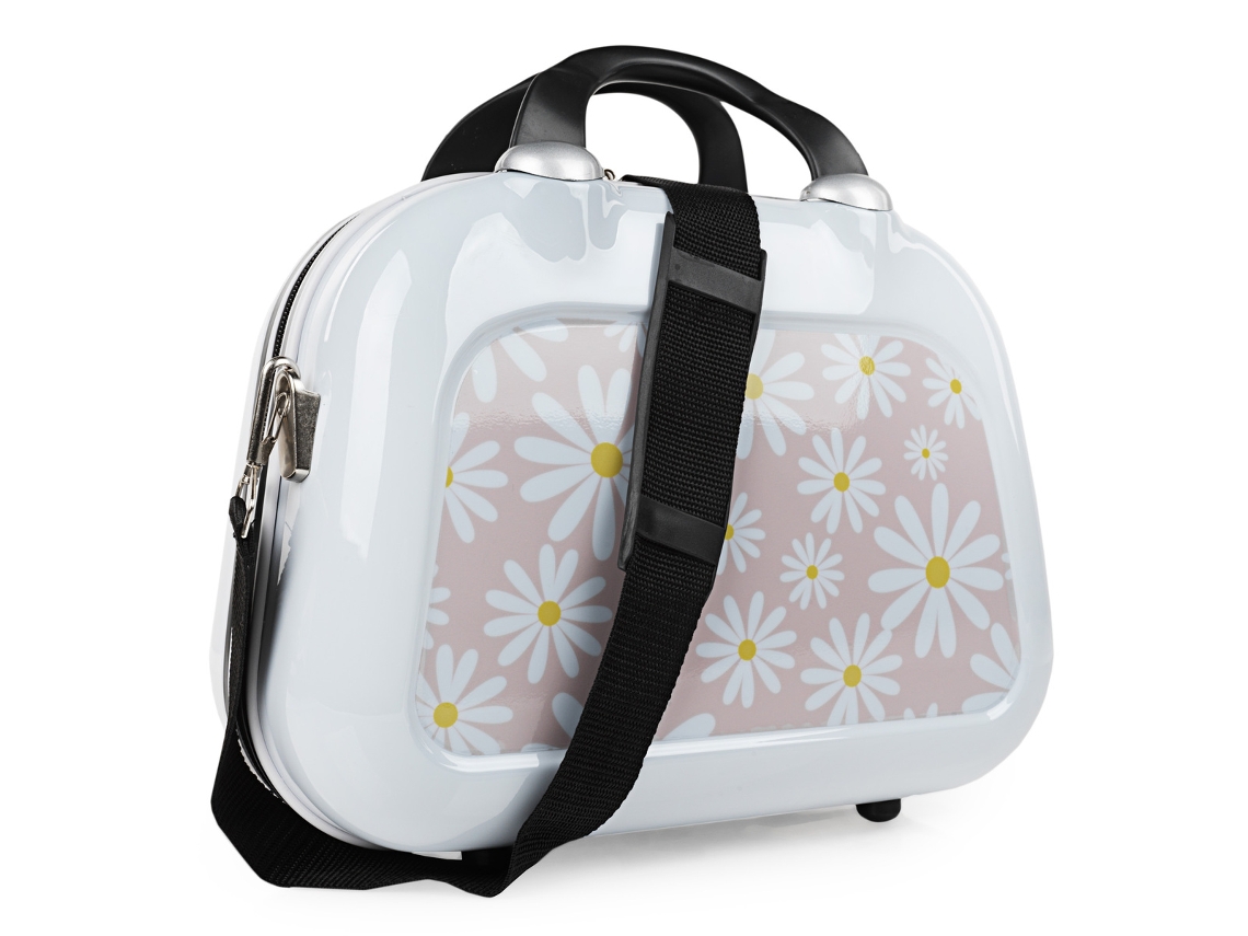 Neceser Viaje Rigido SKPAT Niza blanco-margaritas rosa (35X26x17 Cm)