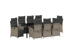 Maison Exclusive - Conjunto De Comedor De Jardín 9 Pcs Gris Ratán Sintético