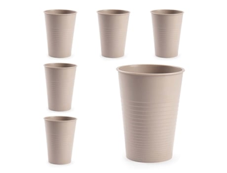 PLASTIC FORTE Lote de 6 Jarrones de Agua Reutilizables de 360 Ml. Fiestas ideales. Marrón