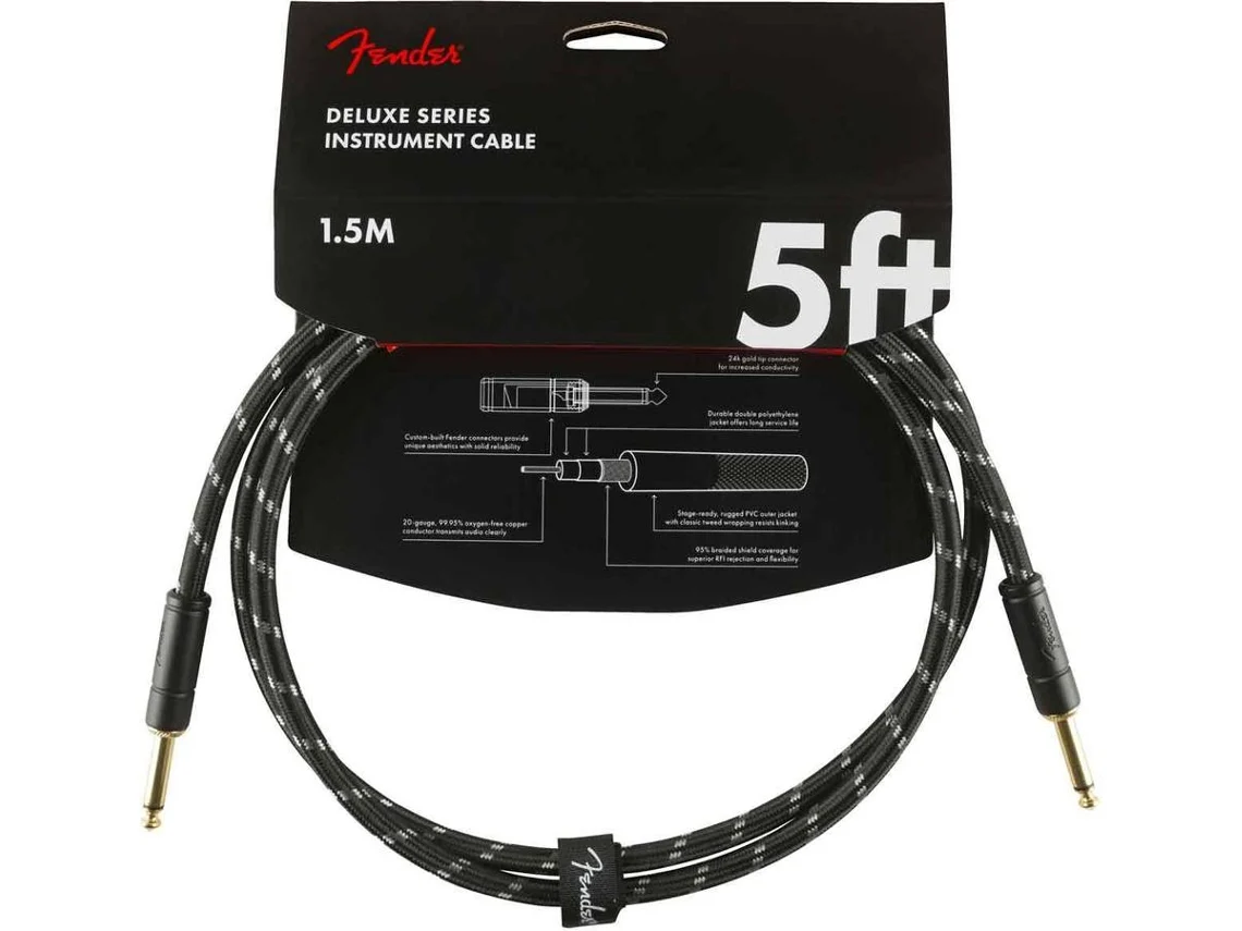 Cable para Instrumentos FENDER Deluxe Series Jack/Jack Black Tweed (1,5 m)