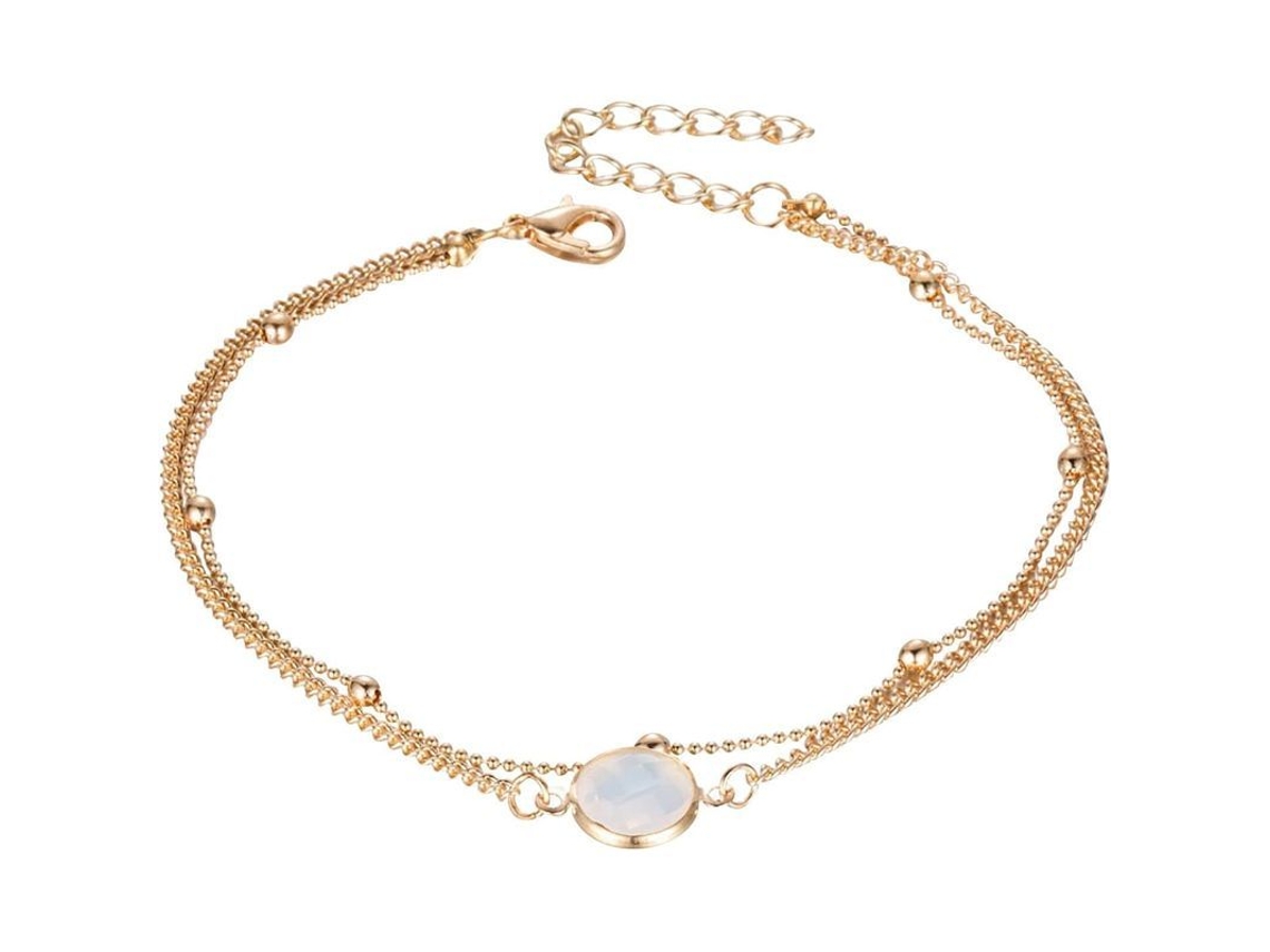 Pulsera De Tobillo Linjou Para Mujer Estilo Playa Con Piedras Cristal Ajustable Boho Retro