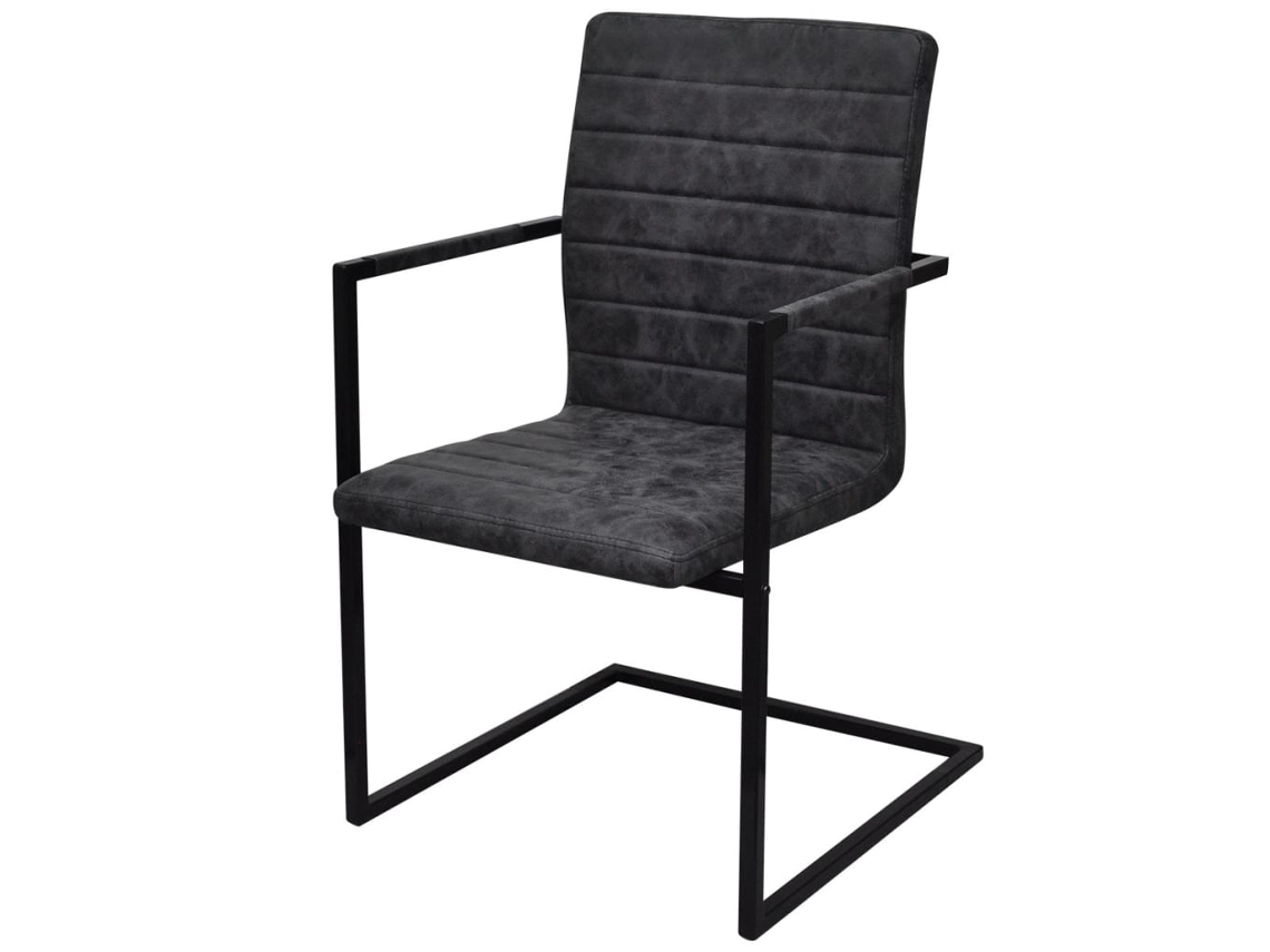 Maison Exclusive - Sillas De Comedor Voladizas 6 Unidades Cuero Sintético Negro
