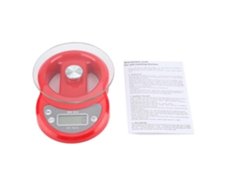 Báscula de cocina digital electrónica de precisión de 5 kg/1 g con bandeja de vidrio para pesar alimentos y usar en horno (roja)