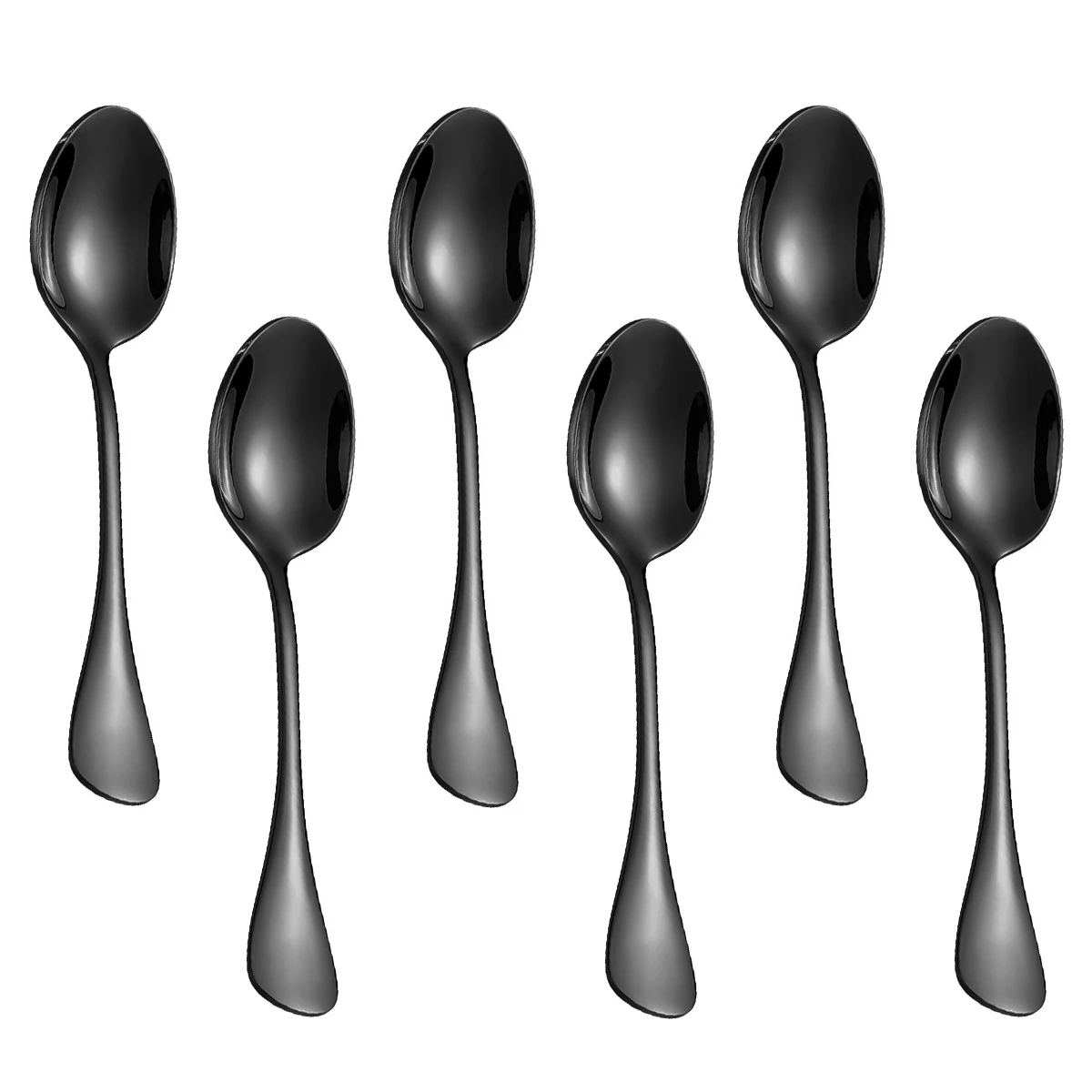 Conjunto de 6 Colheres de Aço Inoxidável para Café, Sobremesa e Chá, Além de Mini Colheres Douradas. MDUG (preto)