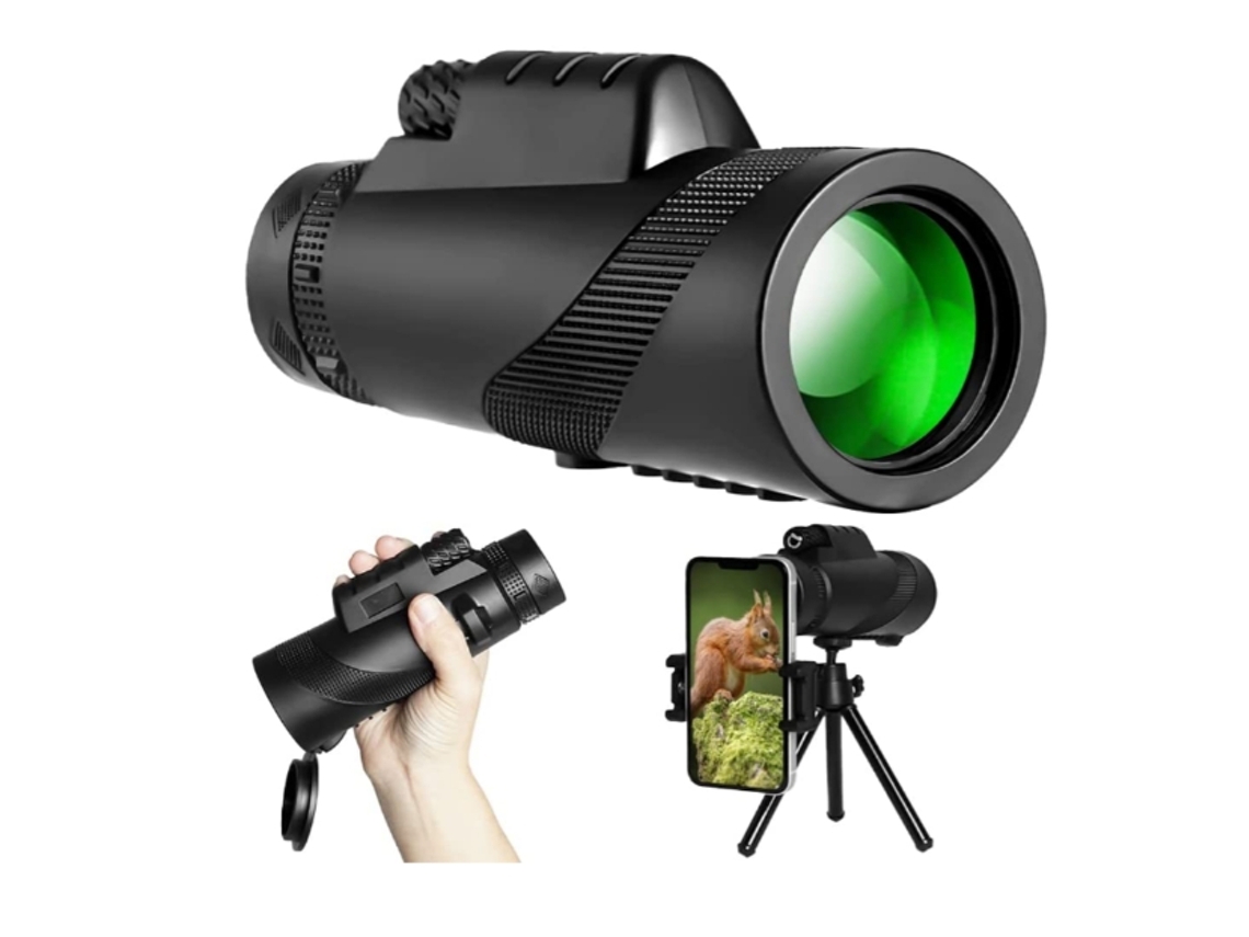Telescopio monocular de alta potencia 12x50 Monoculares para adultos Telescopio portátil con soporte para teléfono inteligente y trípode ajustable Alta velocidad Gusshious