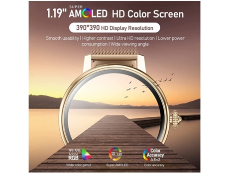 Smartwatch 1,19 HD AMOLED Pantalla Táctil Full 29 Modos Deportivos GPS Resistente al Agua para Android iOS Oro VEANXIN