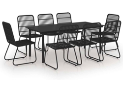 vidaXL Juego de comedor para jardín 9 piezas ratán sintético y vidrio