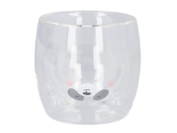 Preciosa taza de vidrio de doble pared de 250 ml resistente al calor con aspecto de oso