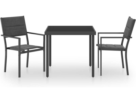 Conjunto 3 de comedor para jardín VIDAXL acero